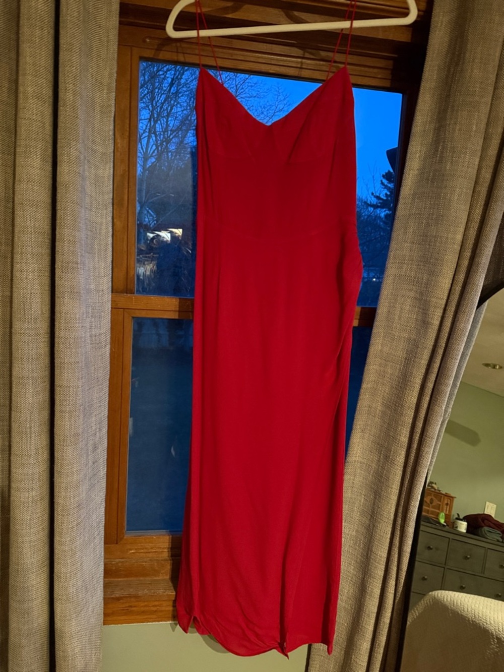 Reformation Scarlet Red Maxi Slip Dress with Spaghetti Straps